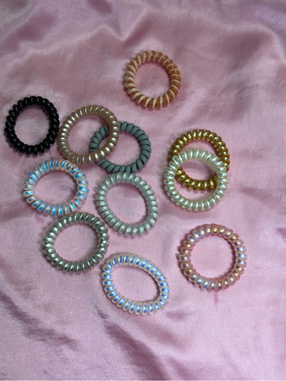 Assorted Coiled Hair Ties - Metallic and Pastel Mix spiral hair ties